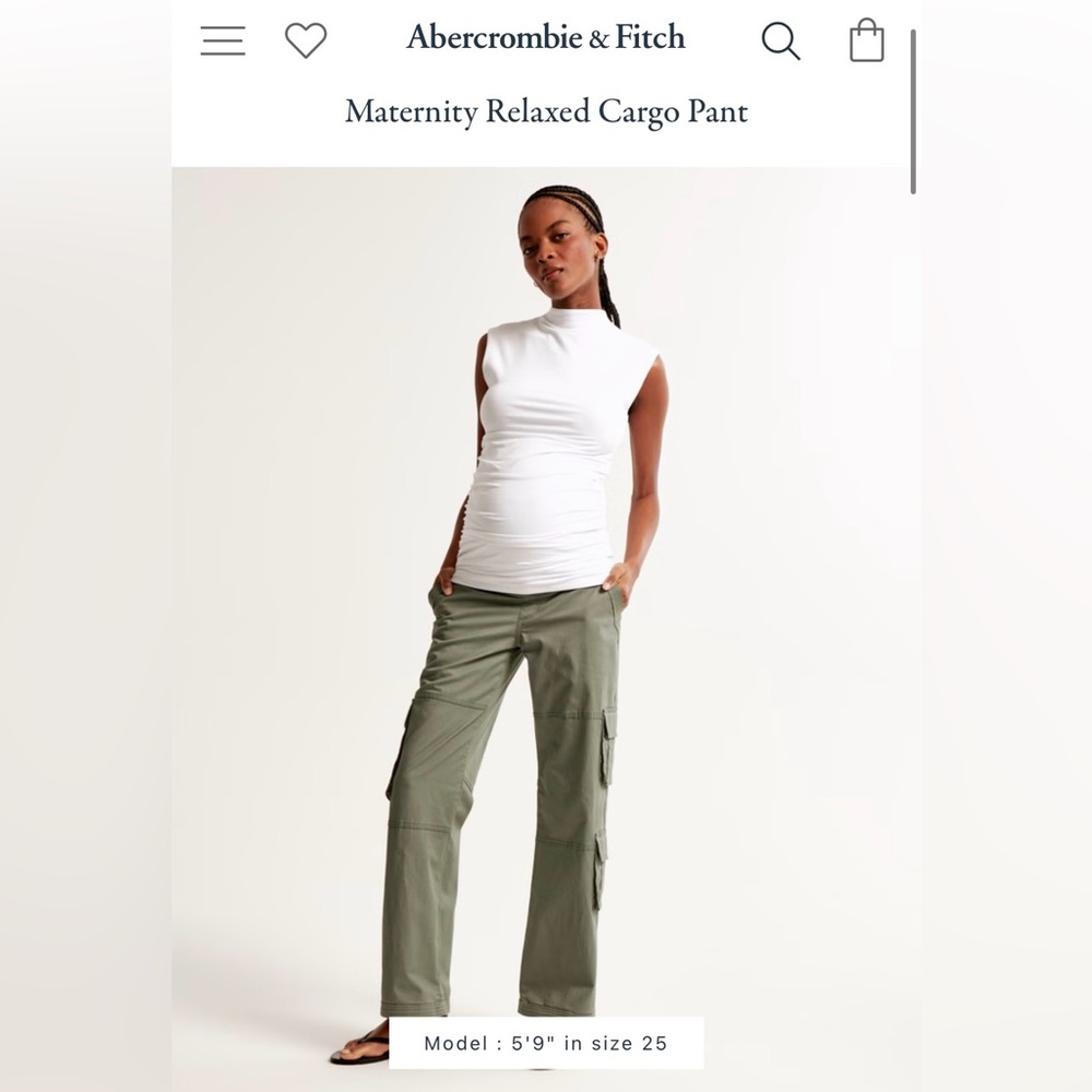 Abercrombie & Fitch Maternity Relaxed Cargo Pant in Olive